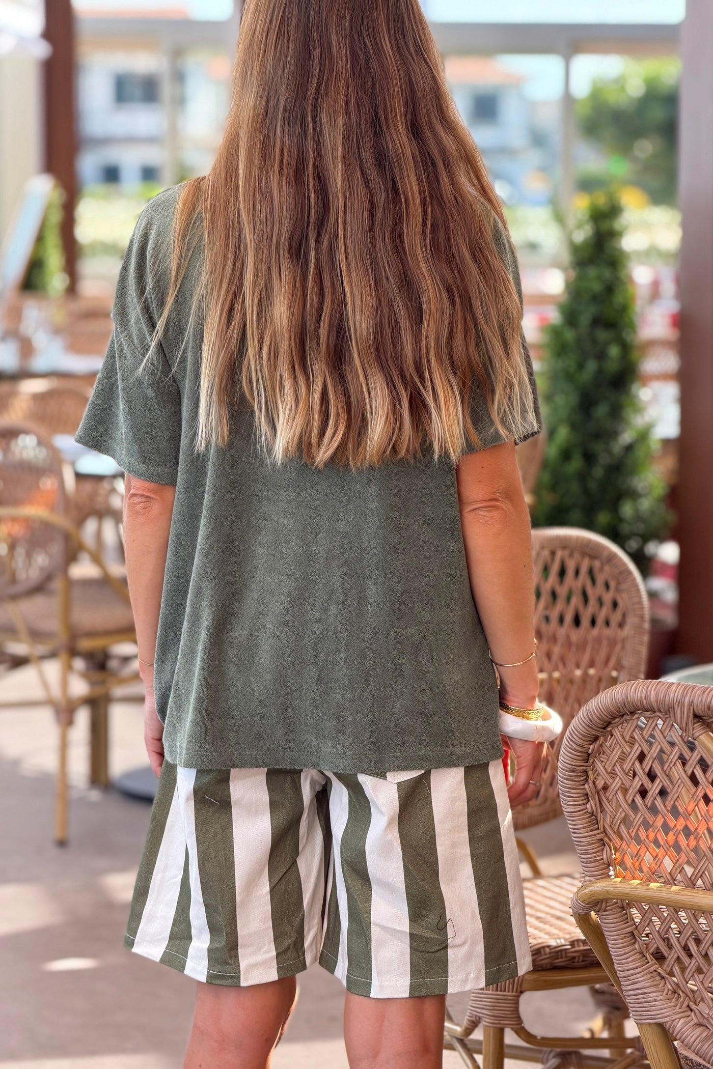 Olive “Out of Office” Terry Swim Cover