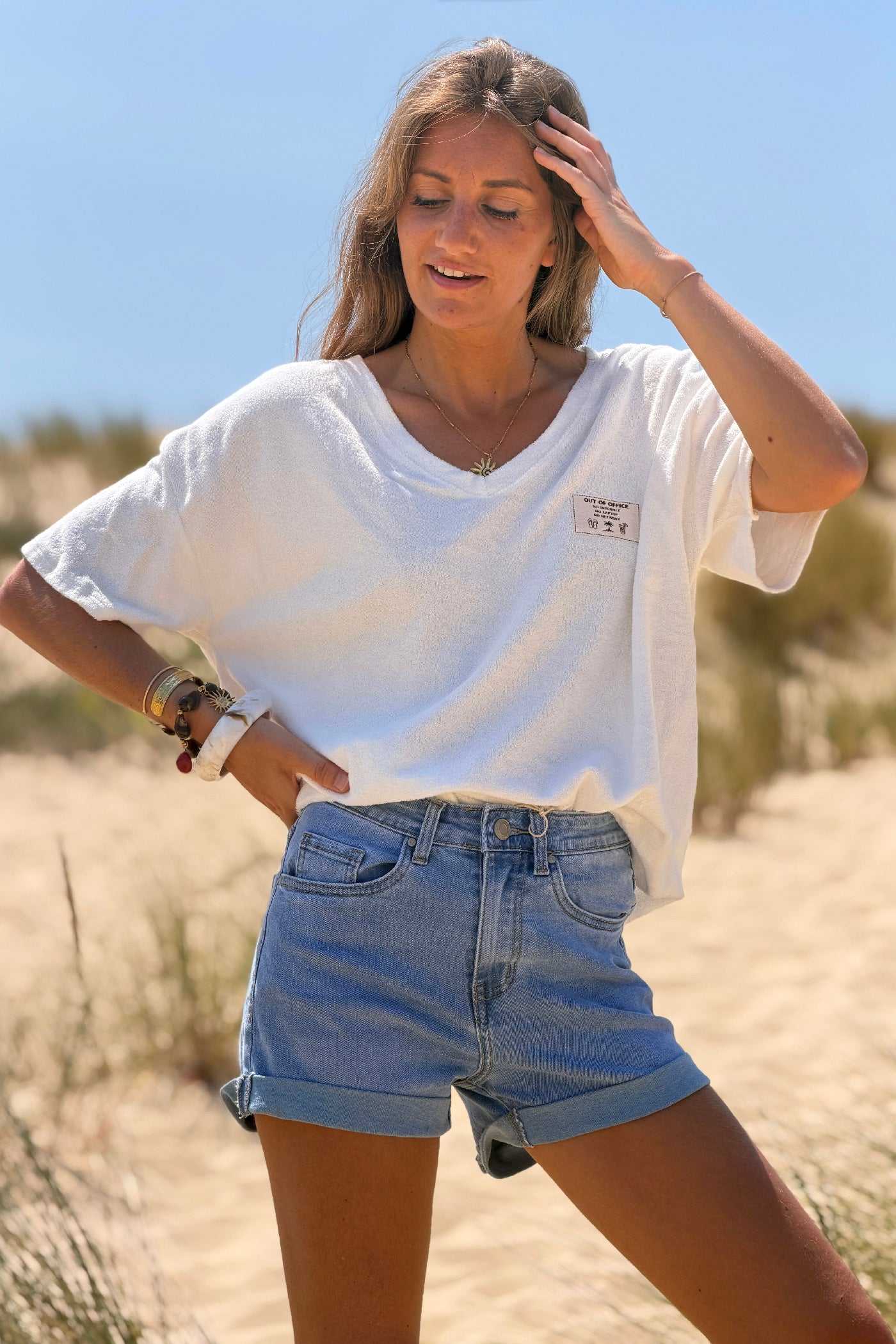 White “Out of Office” Terry Swim Cover