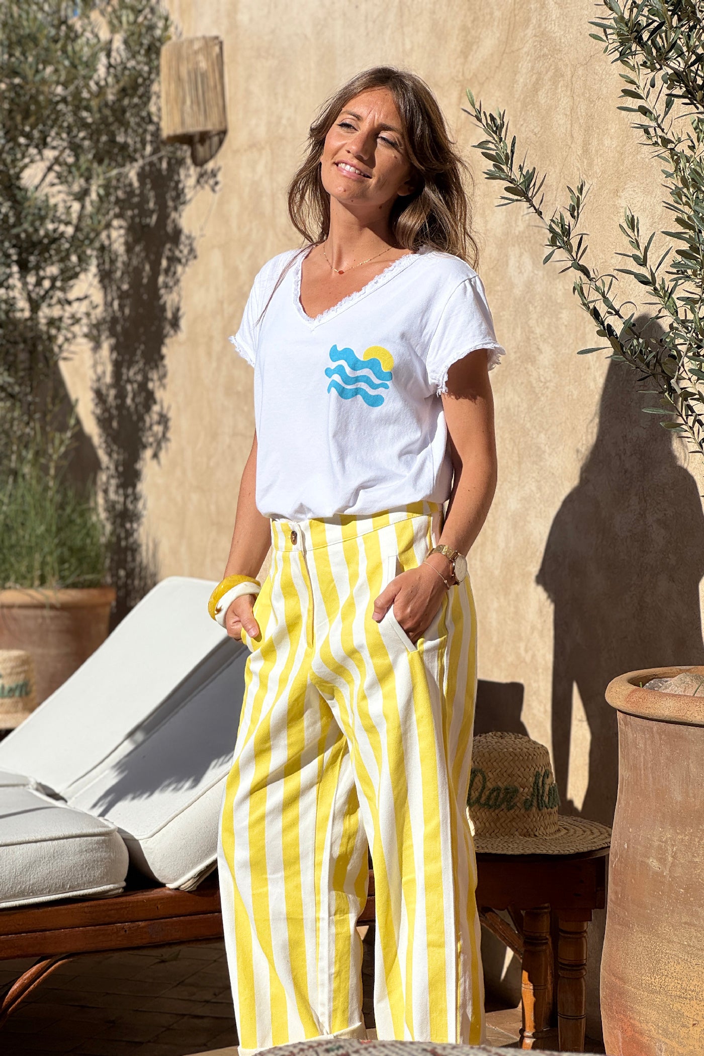 White “Cote d’Azur” Beachy Tee