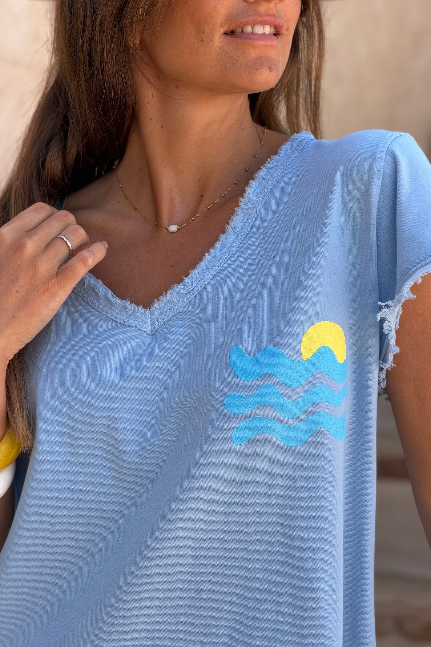 Baby Blue “Cote d’Azur” Beachy Tee