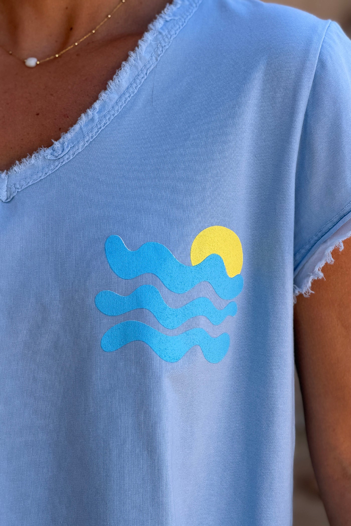 Baby Blue “Cote d’Azur” Beachy Tee