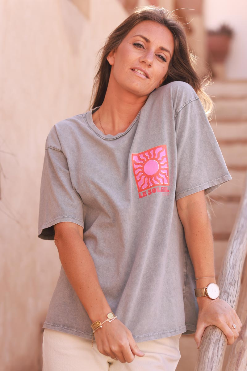 Gray Le Soleil Jersey Tee