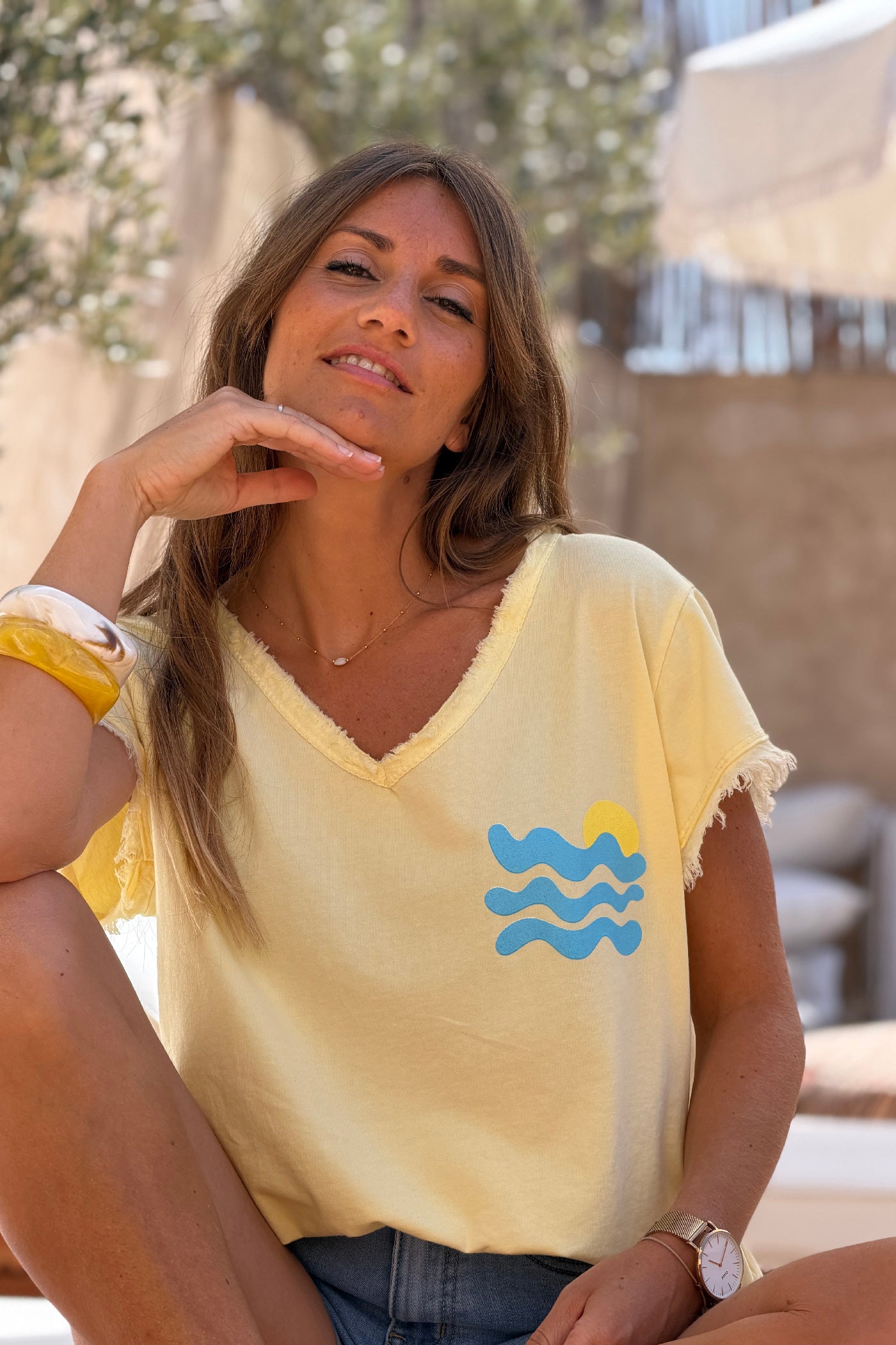 Butter Yellow “Cote d’Azur” Beachy Tee