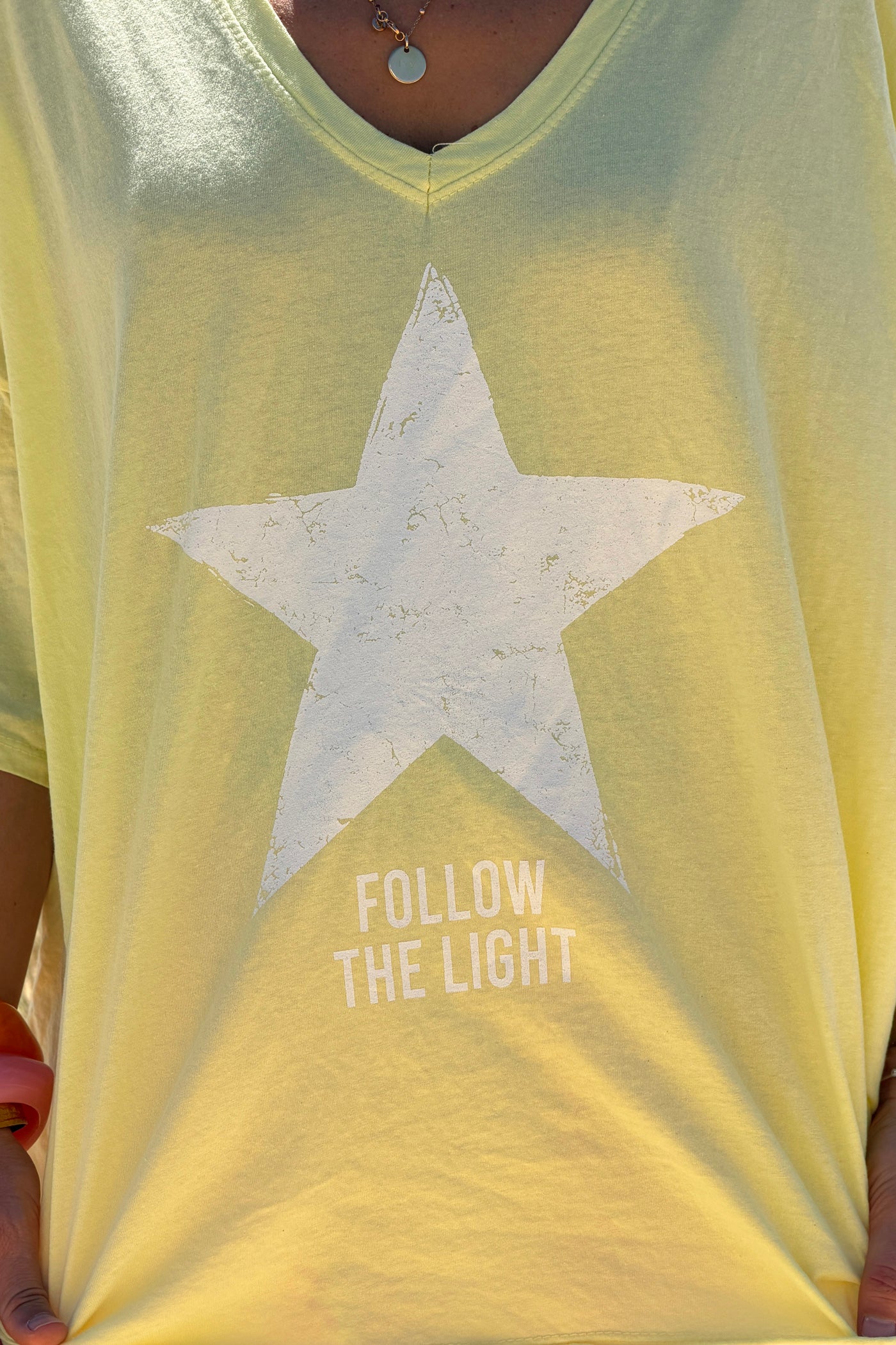 Yellow “Follow the Light” Star Jersey Knit Top
