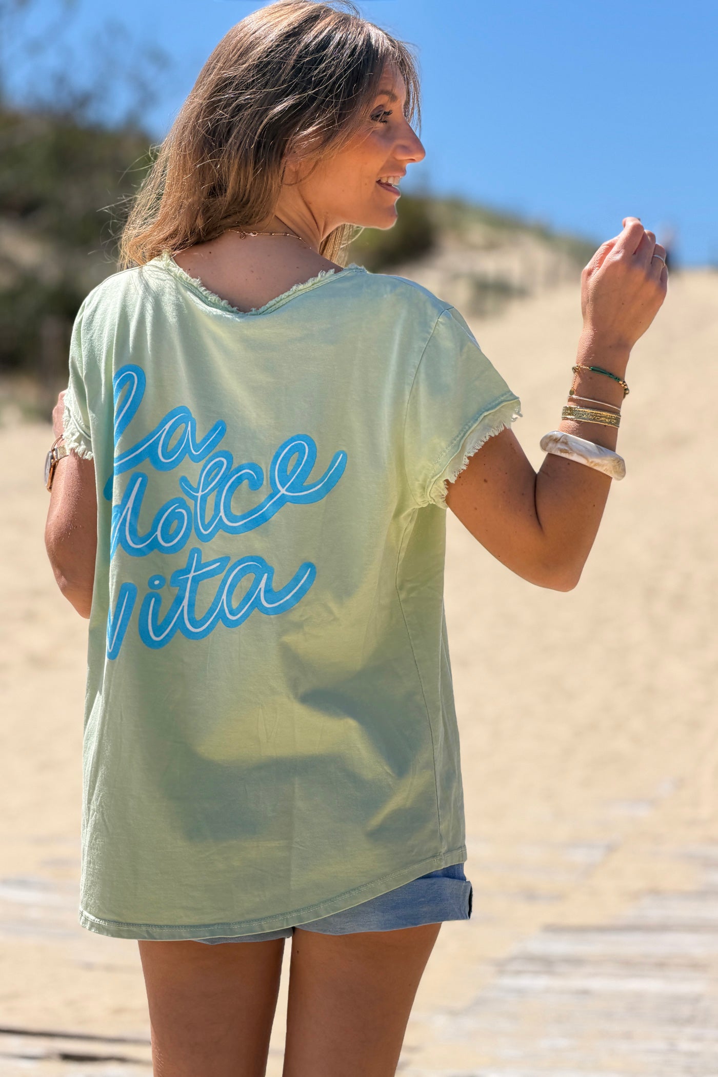 Sage La Dolce Vita Raw Hem Tee