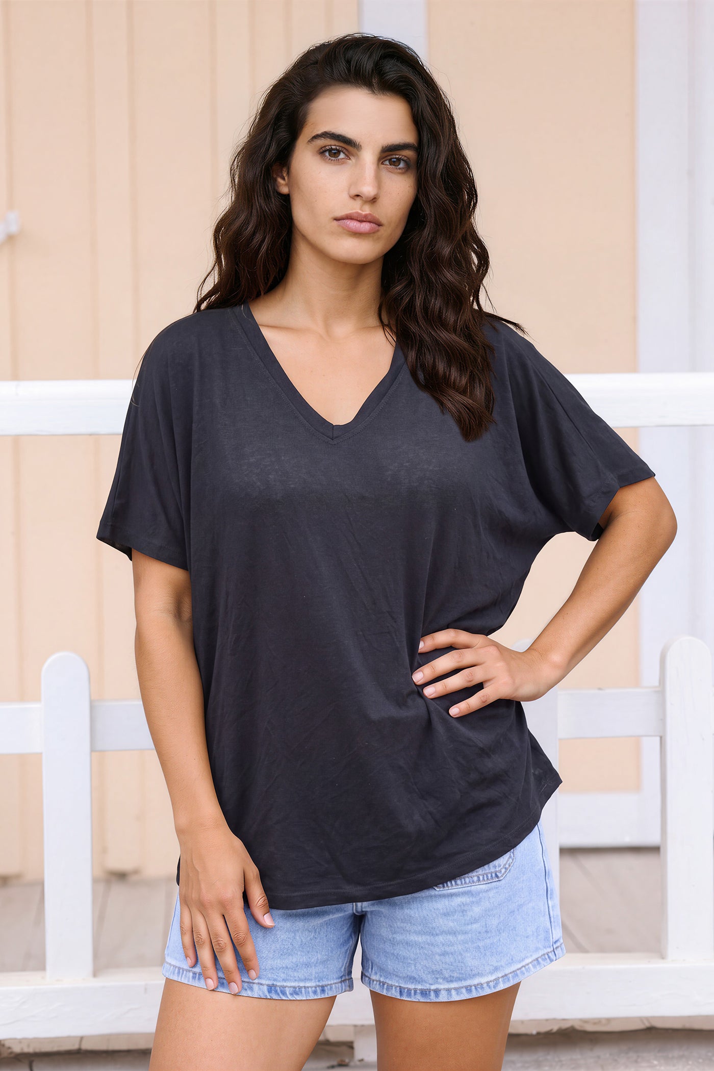 Black relaxed fit batwing super soft t-shirt