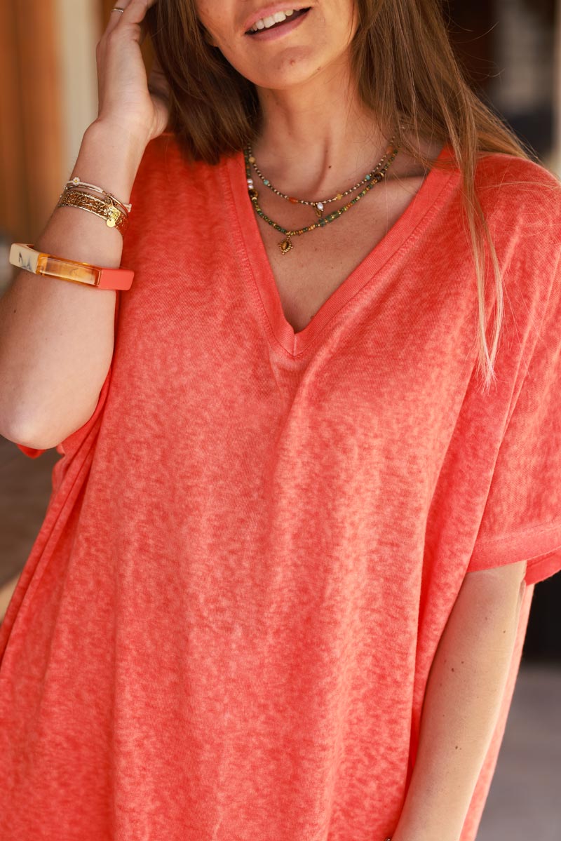 Orange relaxed fit batwing super soft t-shirt