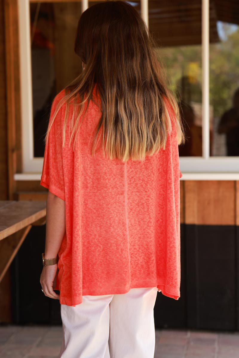 Orange relaxed fit batwing super soft t-shirt