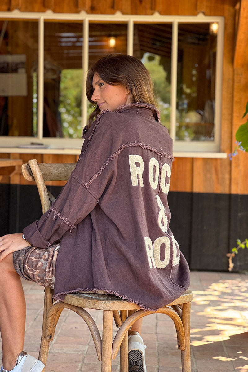 Brown “Rock & Roll” Denim Jacket