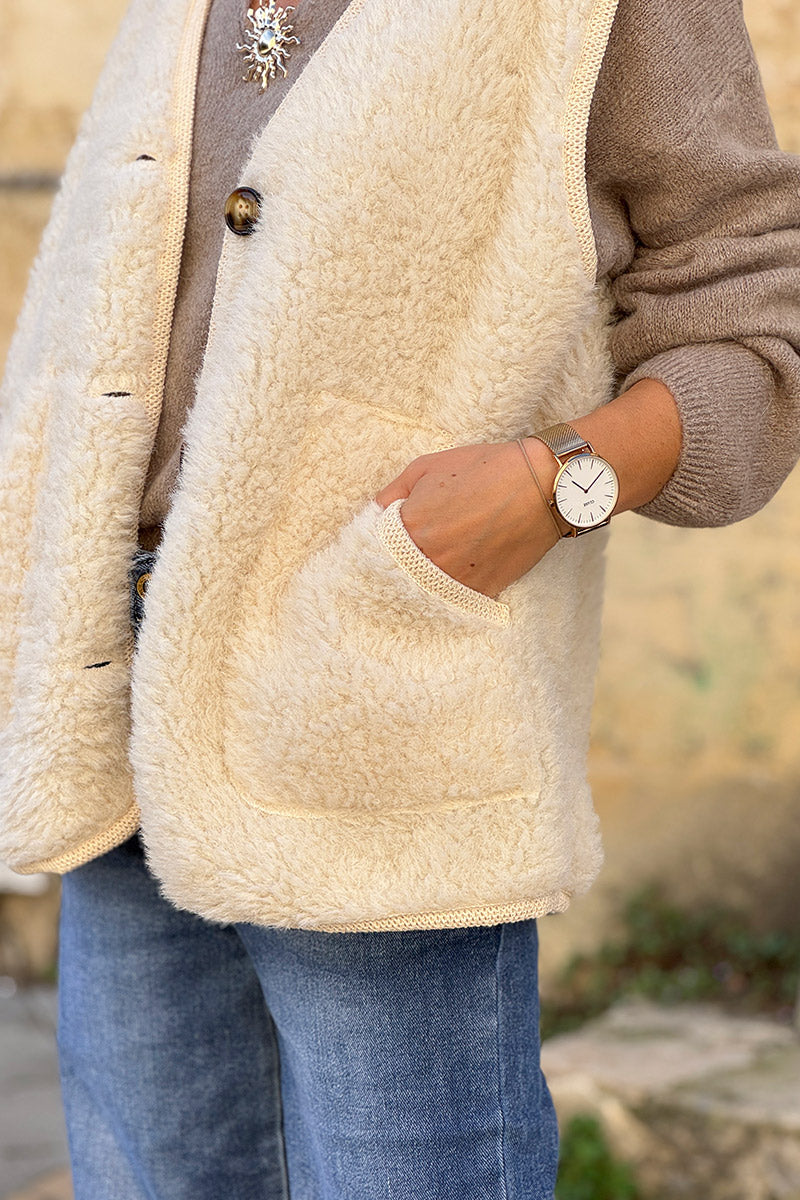 Cream Trim Sherpa Vest