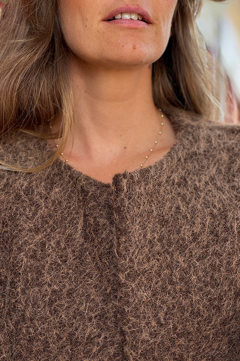 Brown Texture Knit Vest