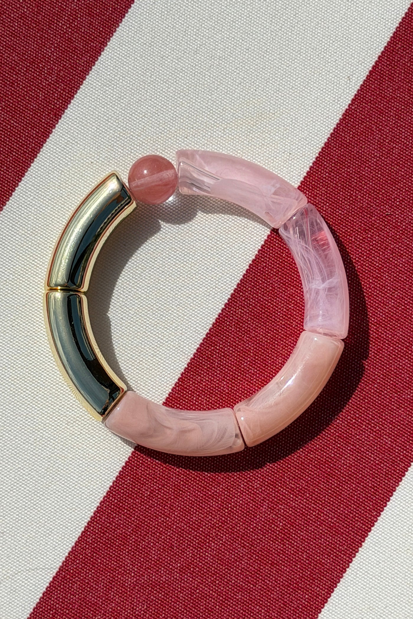 Pink Tubular Bead Bracelet