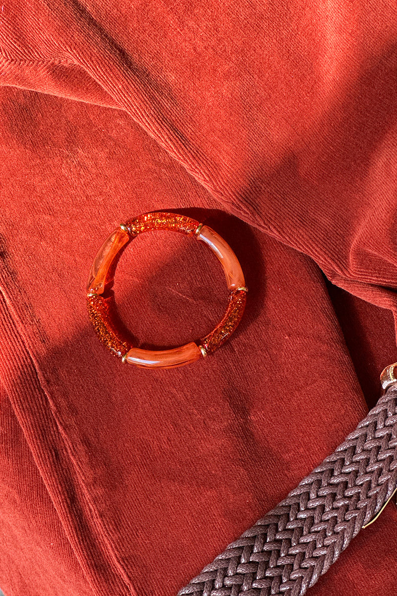 Terracotta Glitter Marbled Tube Bead Bangle
