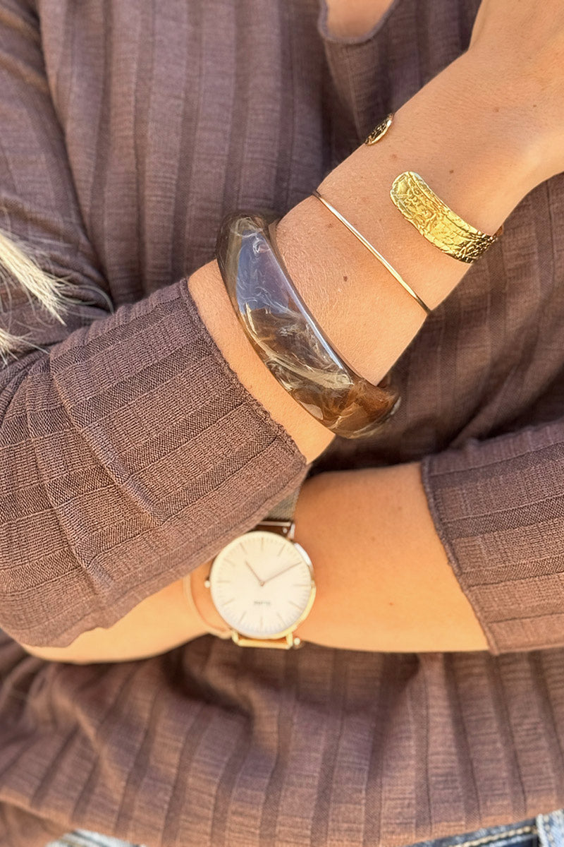 Brown chocolate Marbled Square Bangle