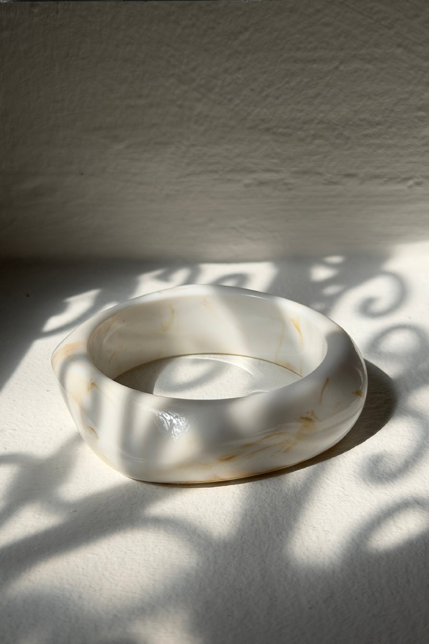 White Marble Geo Chunky Lucite Bangle