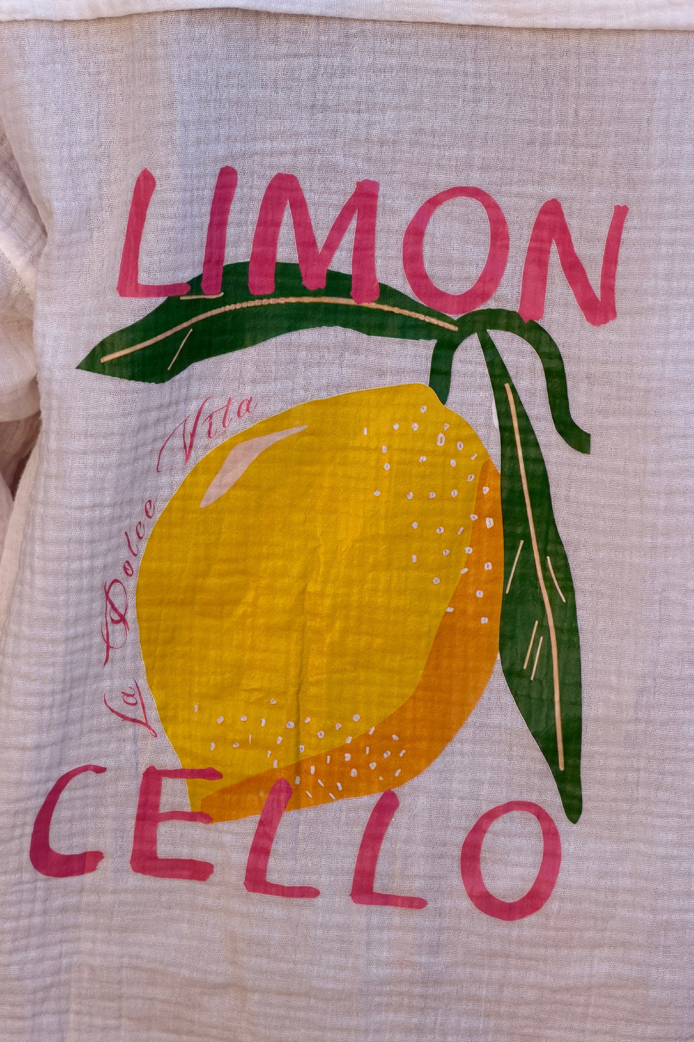 White “Limoncello” Cotton Gauze Button-Down Top