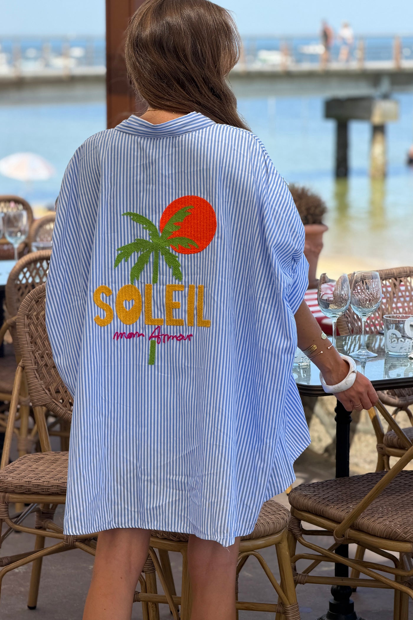 Blue Pinstripe Soleil Mon Amour Button-Down
