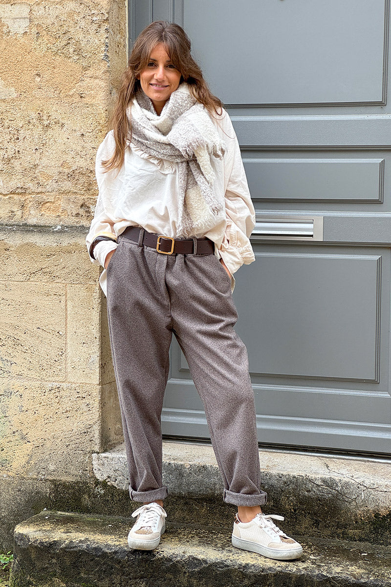 Brown Plaid Sherpa Scarf