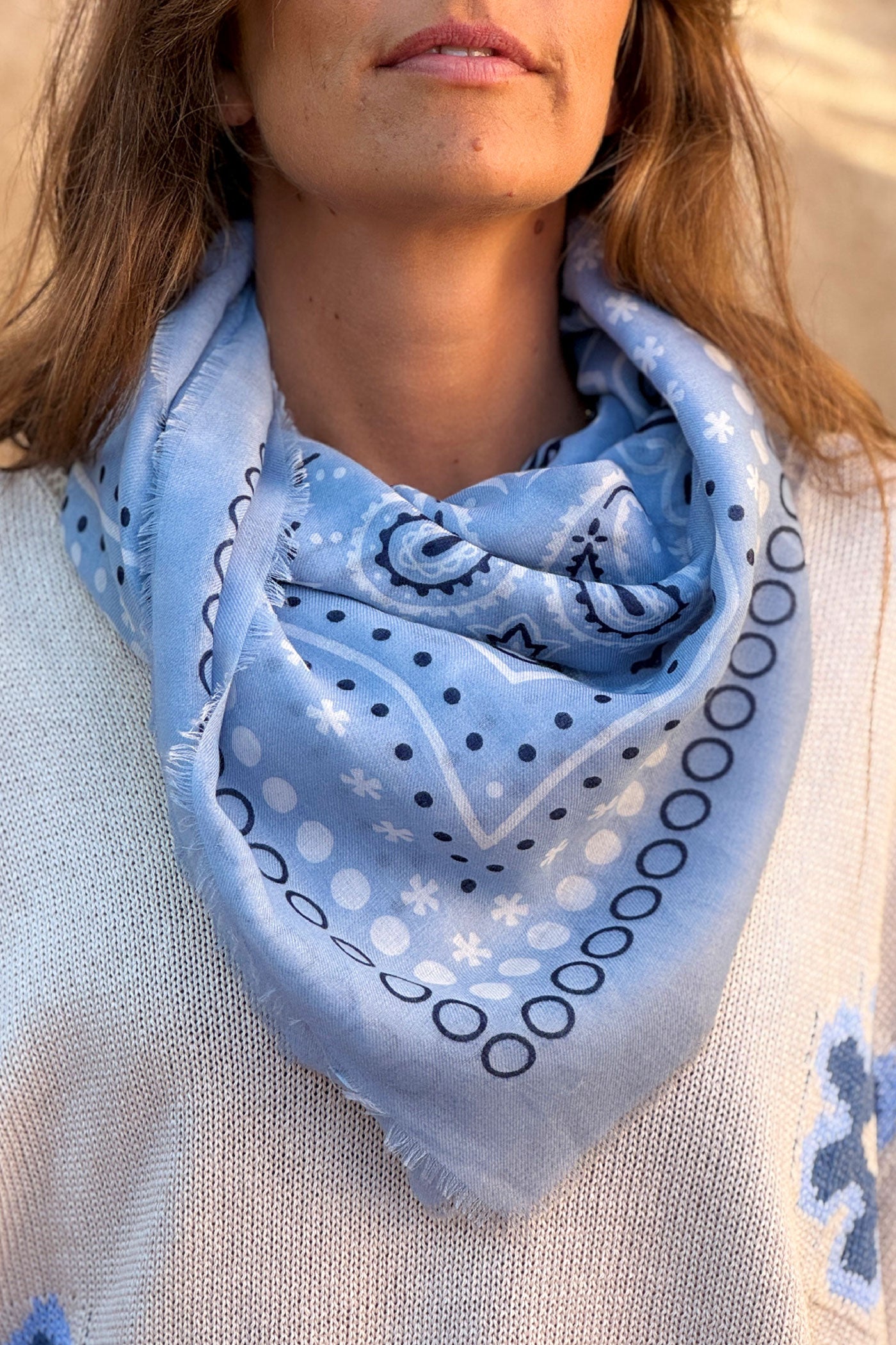 Light Blue Paisley Classic Bandana
