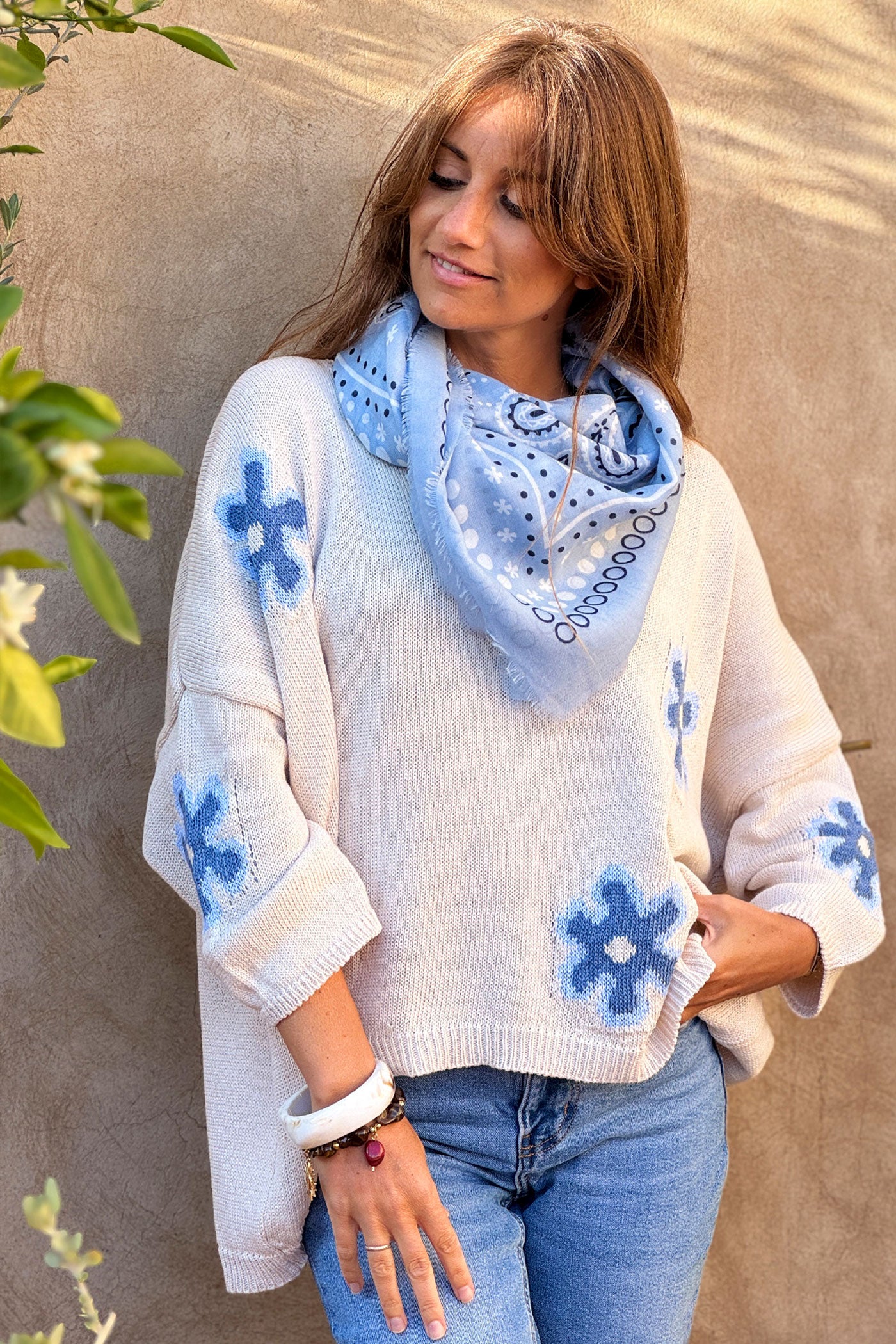 Light Blue Paisley Classic Bandana
