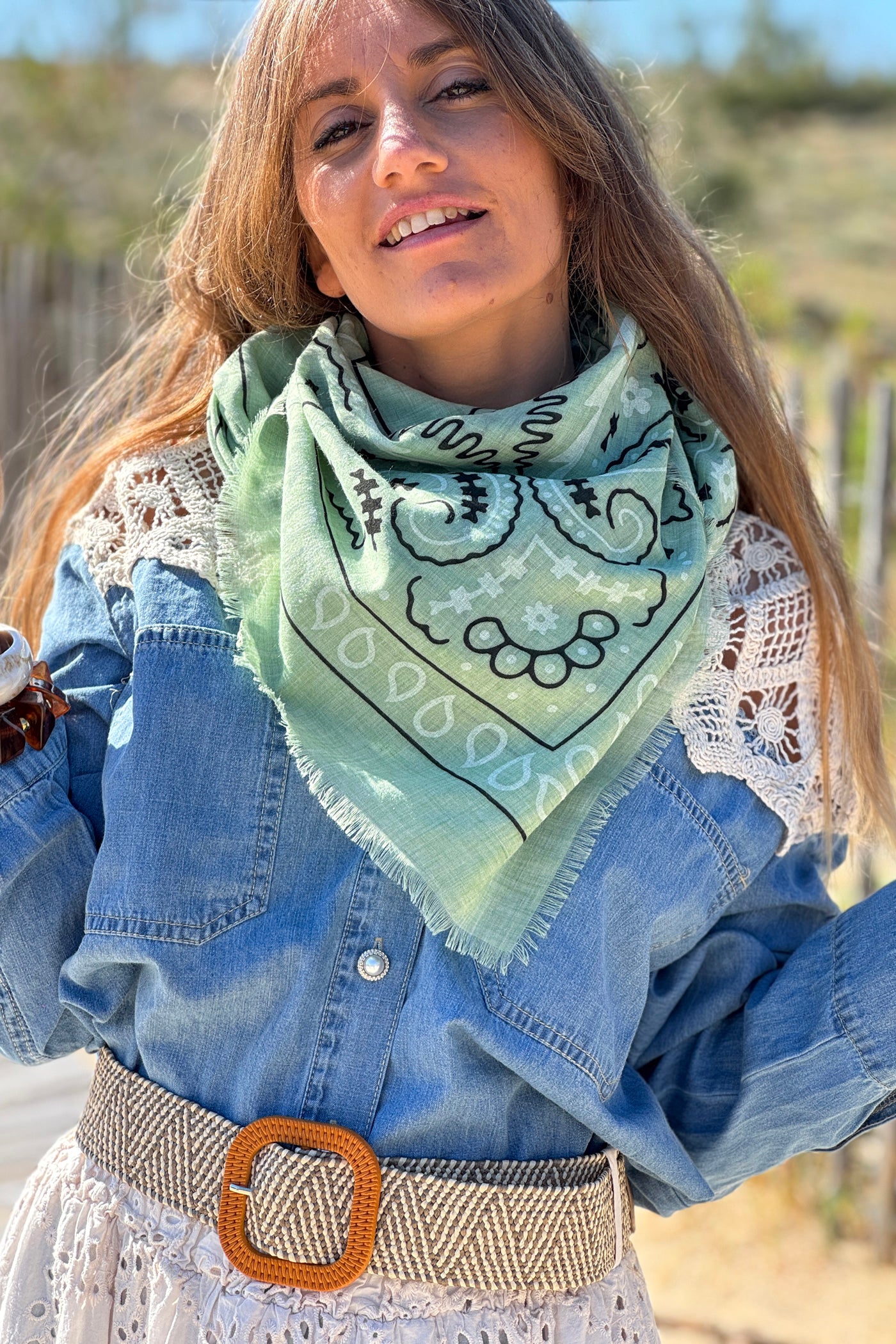Sage Paisley Classic Bandana