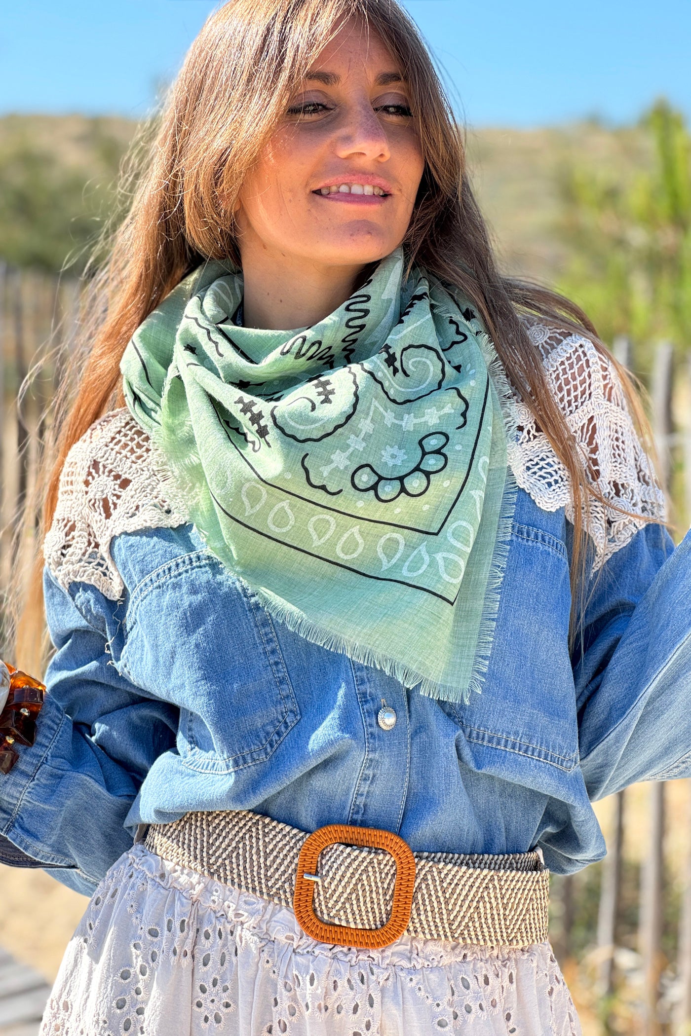 Sage Paisley Classic Bandana