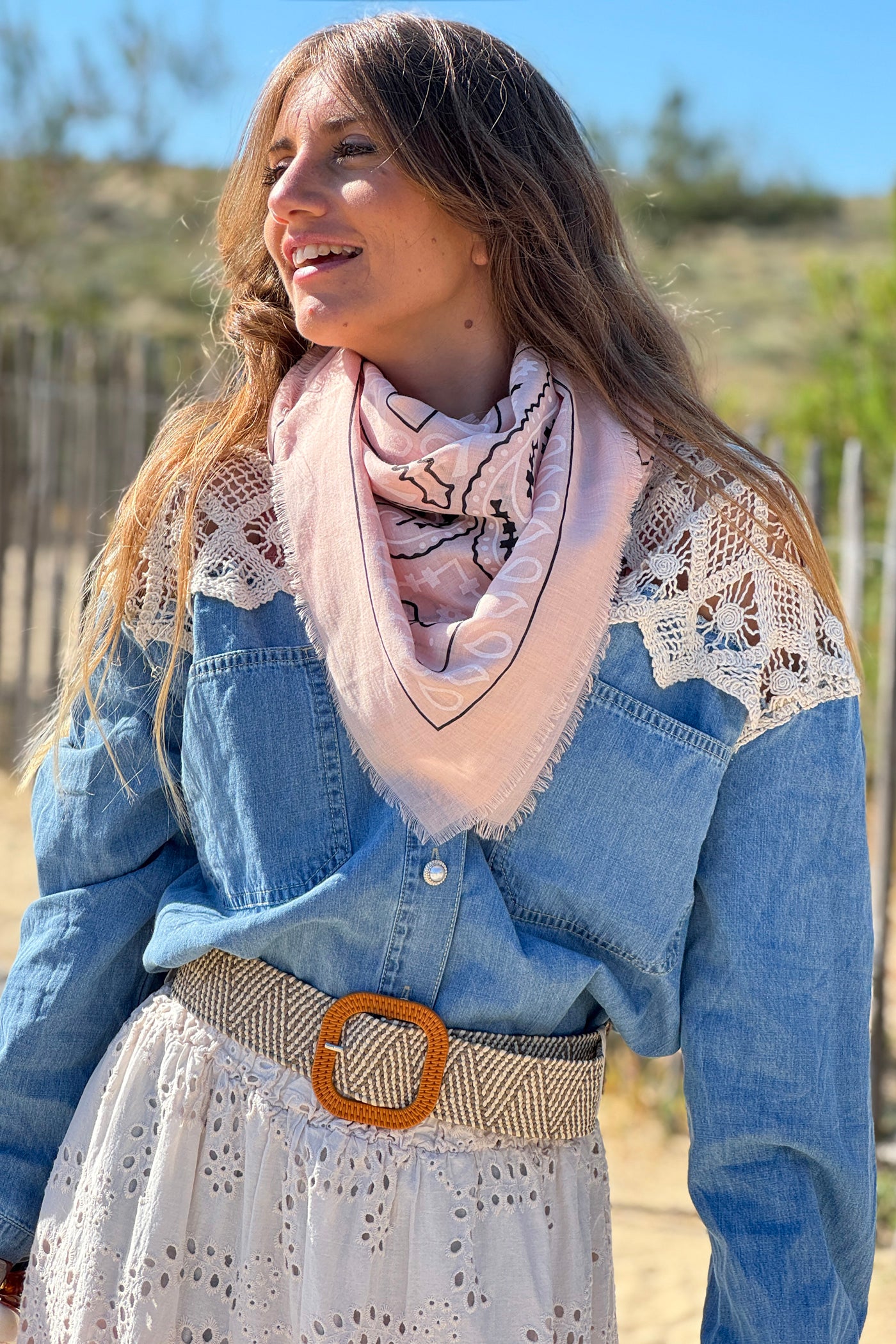 Écharpe foulard rose imprimé Bandana tout doux