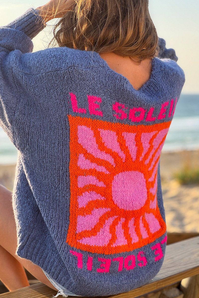 Blue Jean Knit “Le Soleil” Cardigan Sweater 