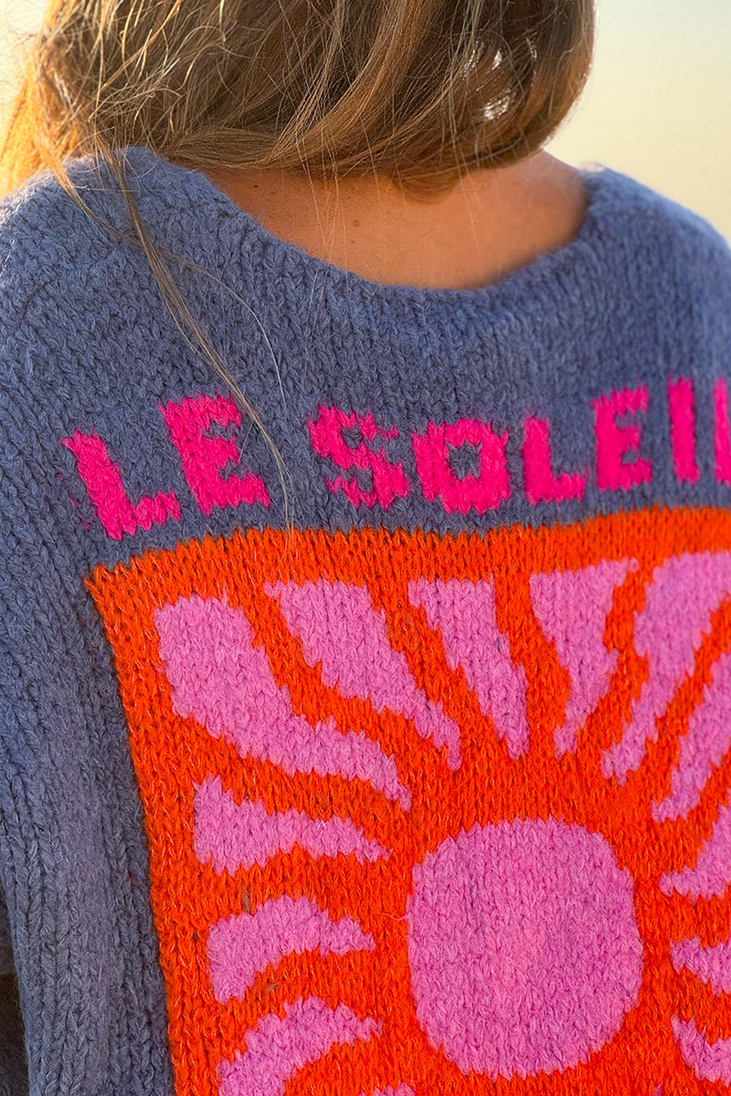Blue Jean Knit “Le Soleil” Cardigan Sweater 