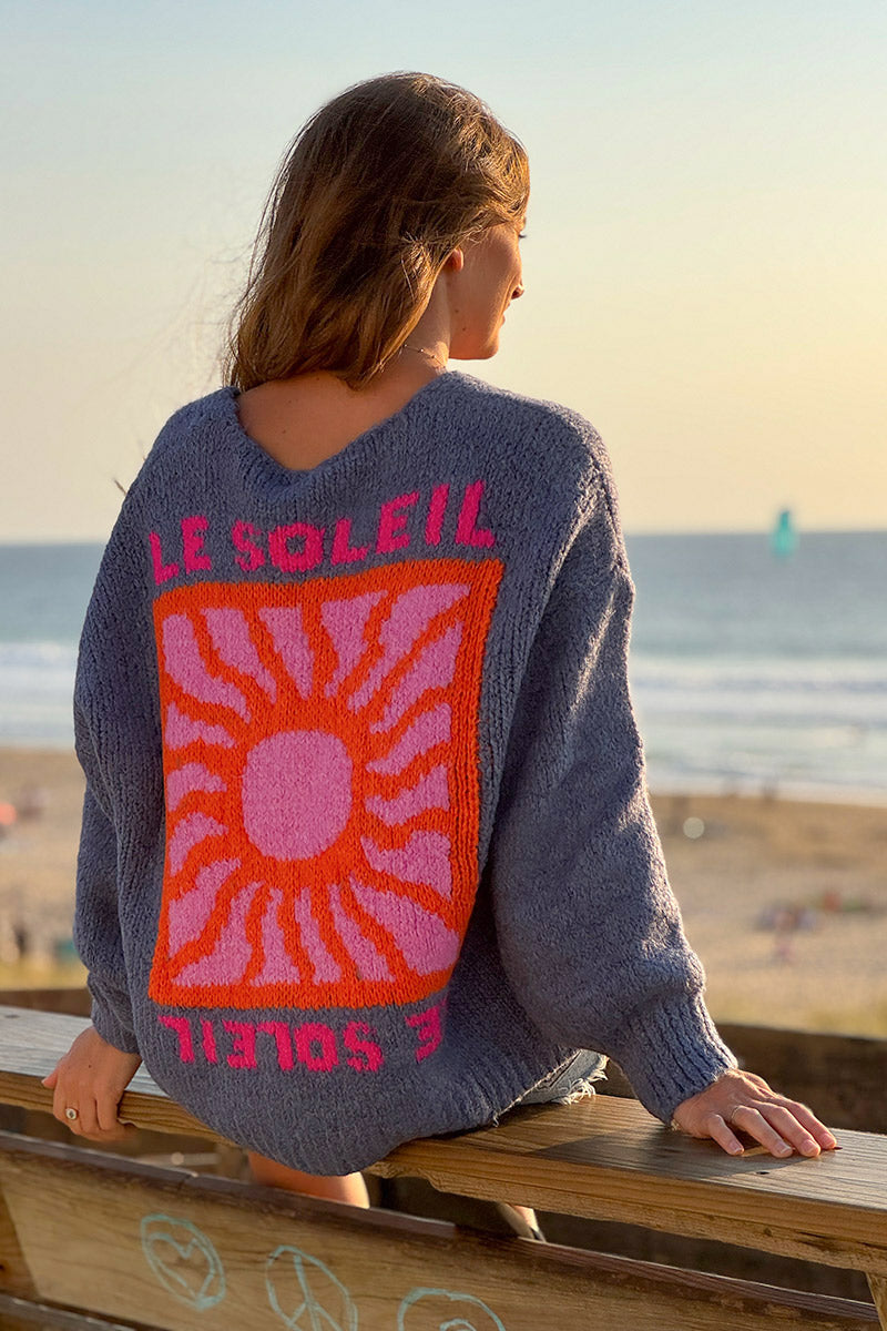 Blue Jean Knit “Le Soleil” Cardigan Sweater 