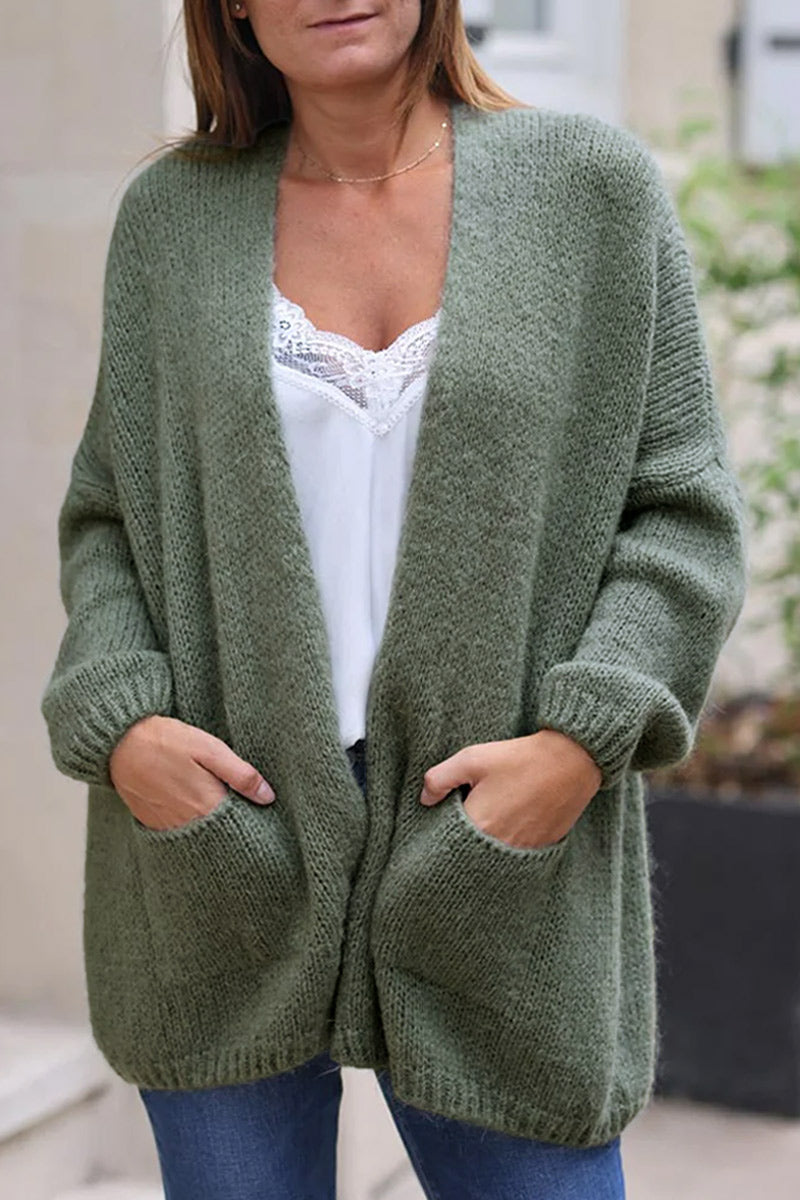 Gilet kaki col enveloppant avec poches