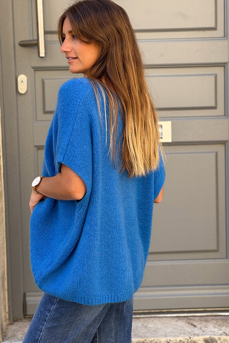Royal blue Mohair Blend Knit Vest