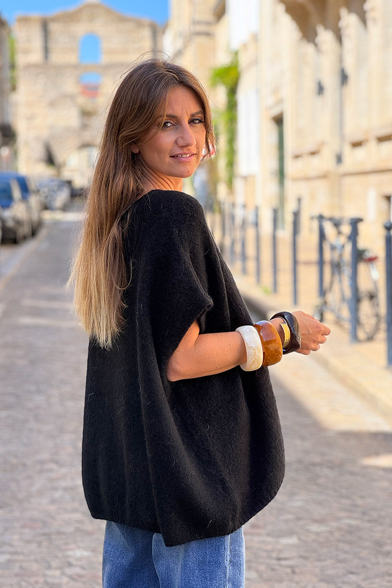 Black Mohair Blend Knit Vest