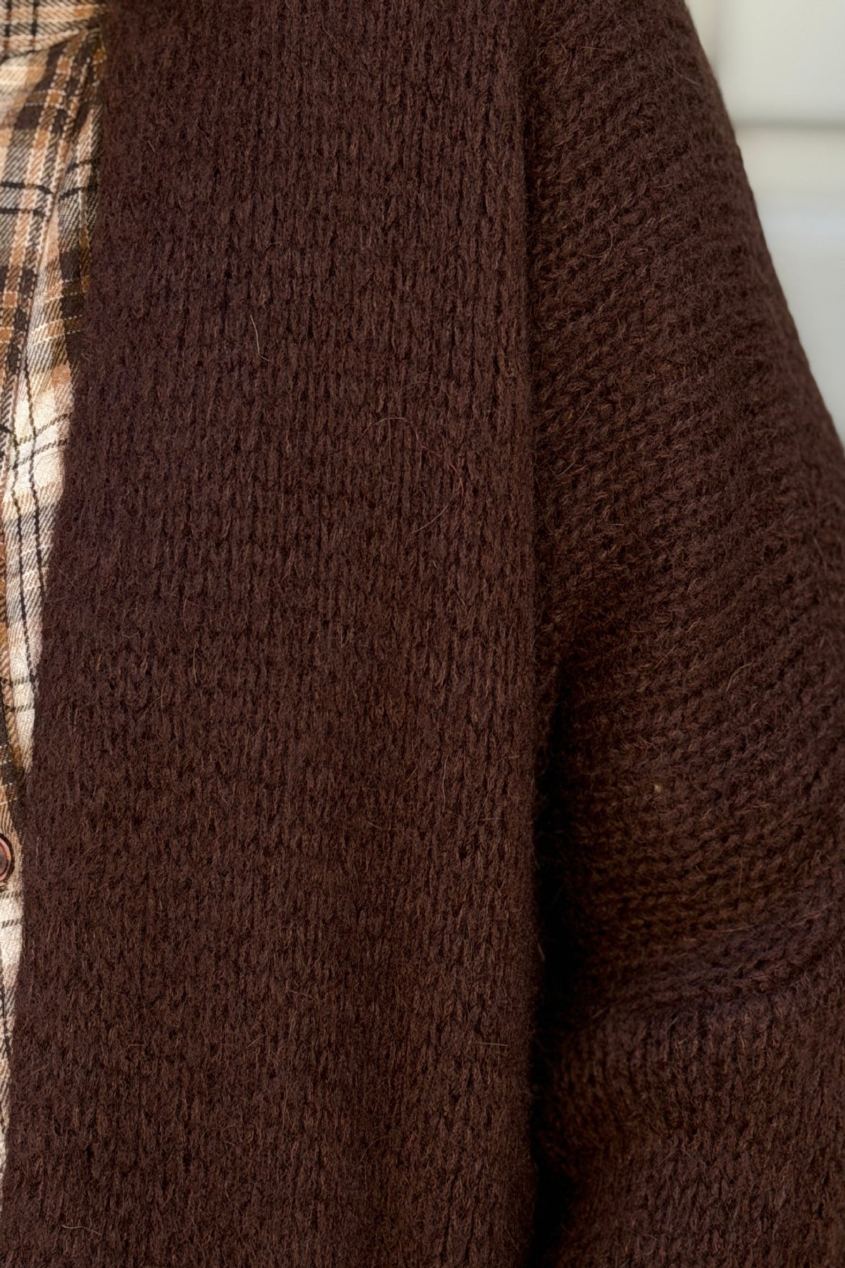 Gilet marron chocolat col enveloppant avec poches
