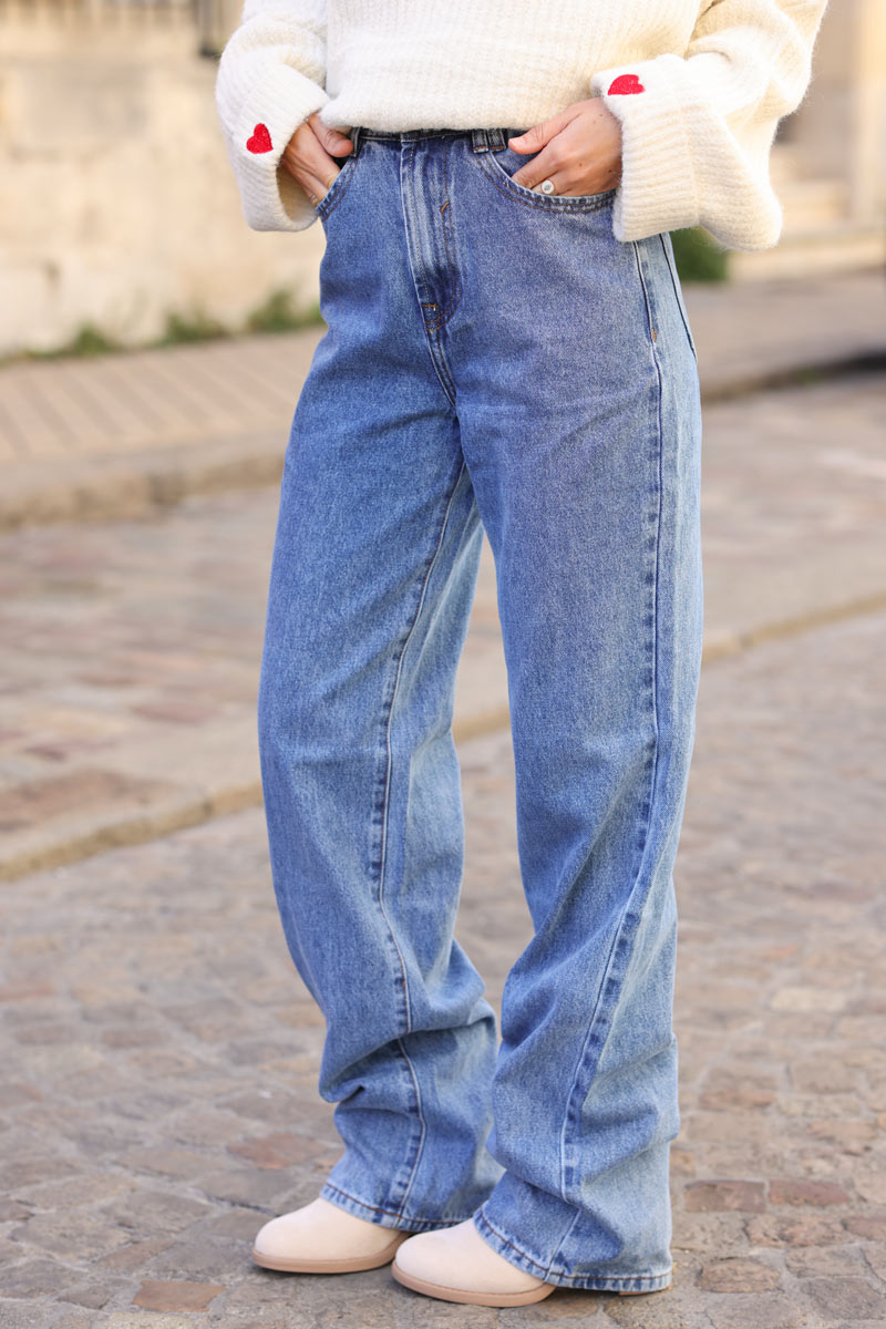 Jeans anchos rectos largos lavados
