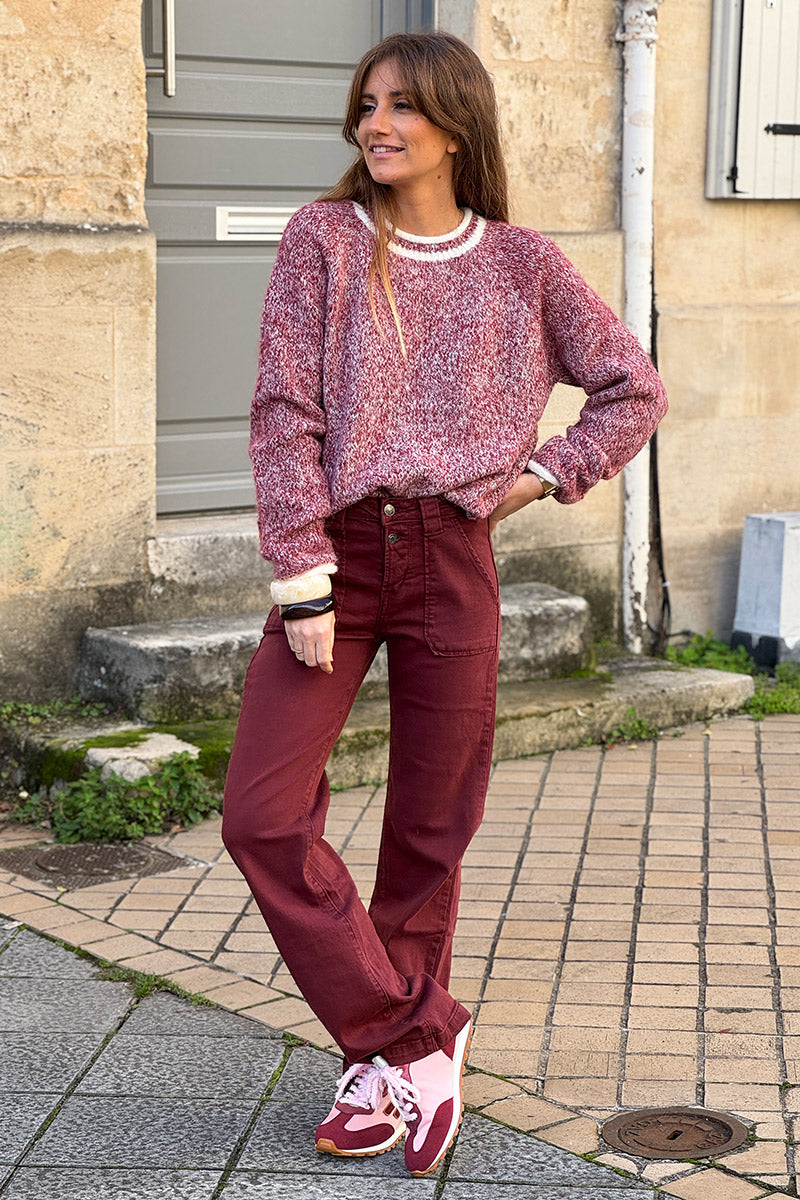 Burgundy Vintage Flared Jeans