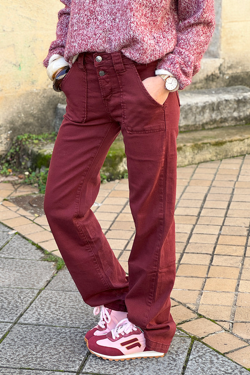 Burgundy Vintage Flared Jeans