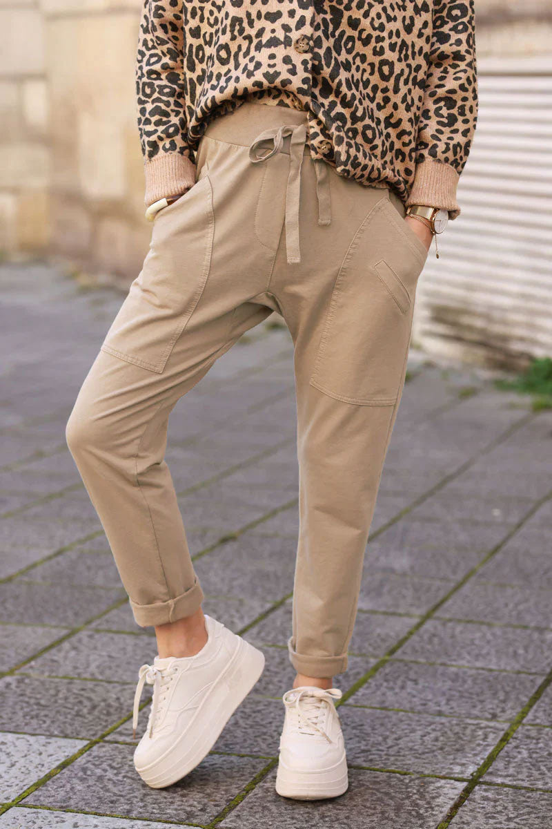 Pantalon de jogging camel clair urbain à poches