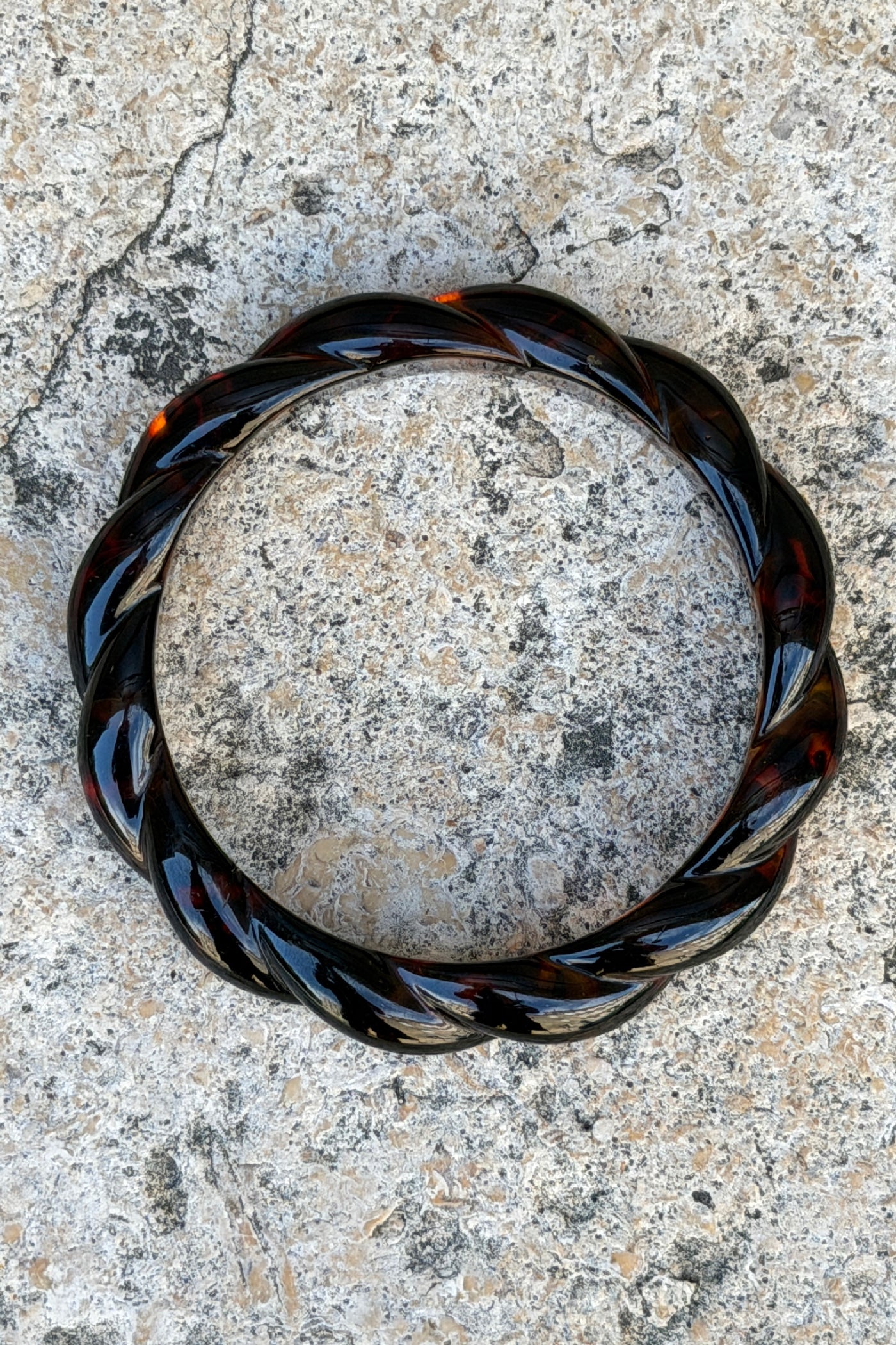 Dark Brown Tortoise Twisted Resin Bangle