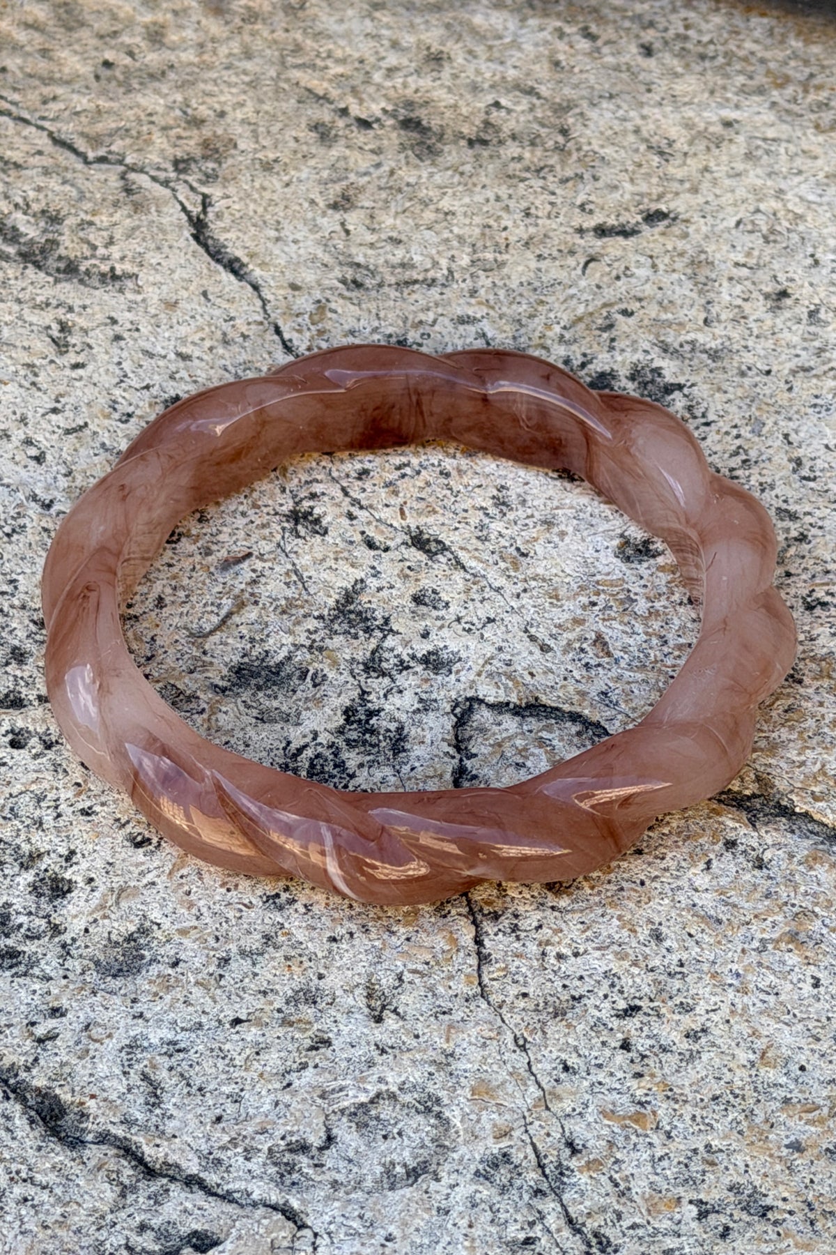 Pink Blush Twisted Resin Bangle