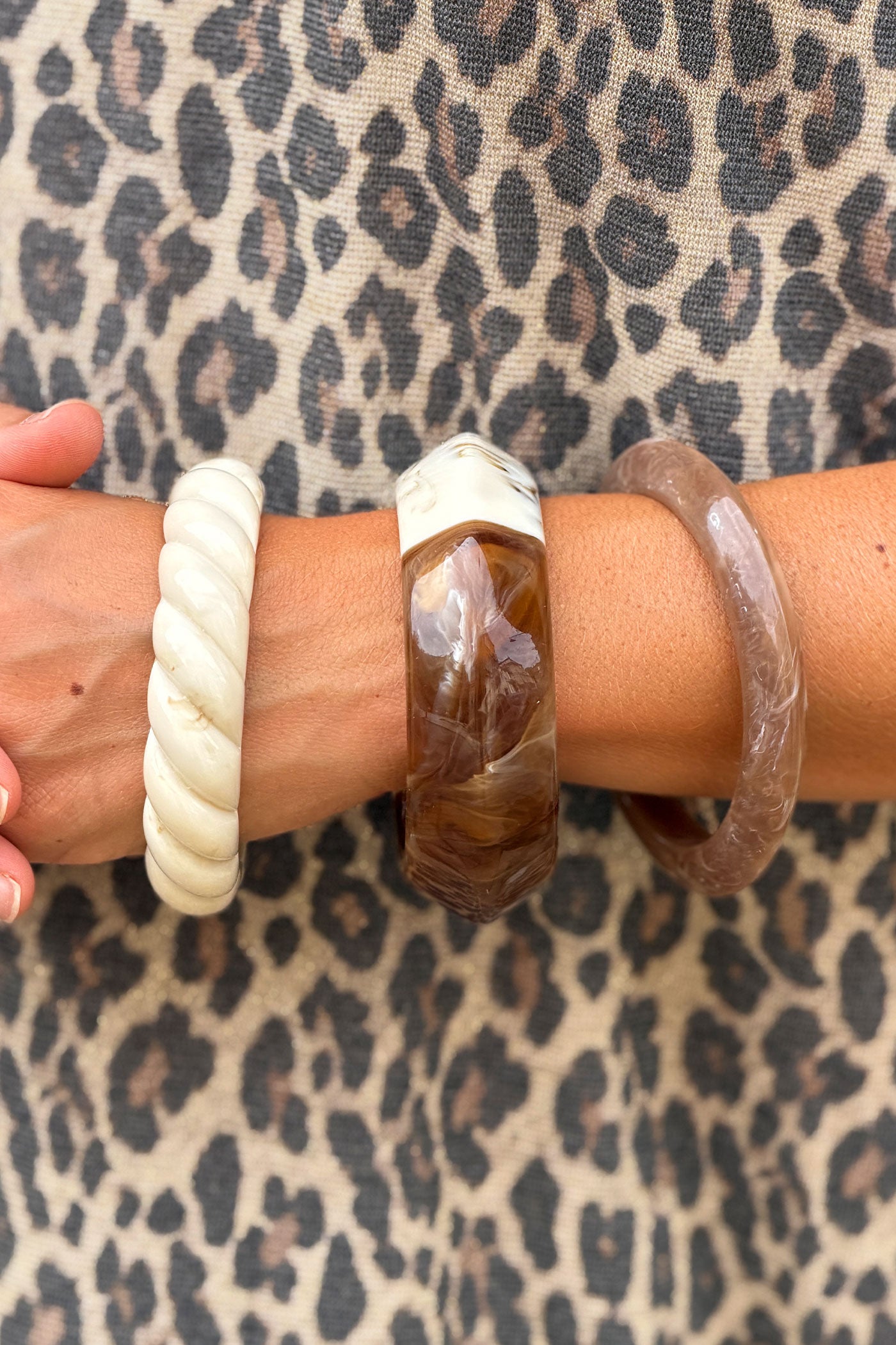 Cafe Cream Flat Marbled Bangle