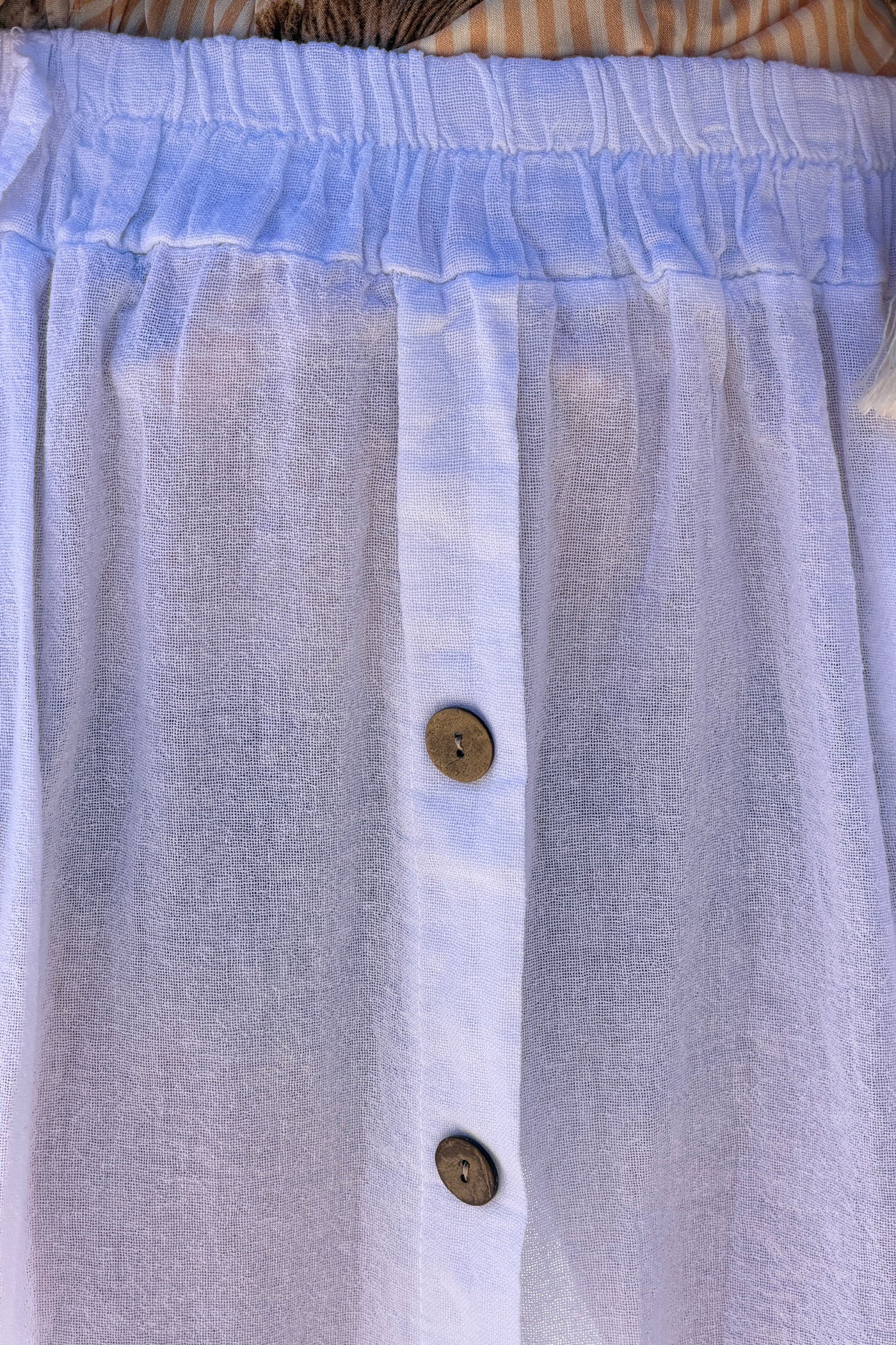 White Button-Front Woven Skirt