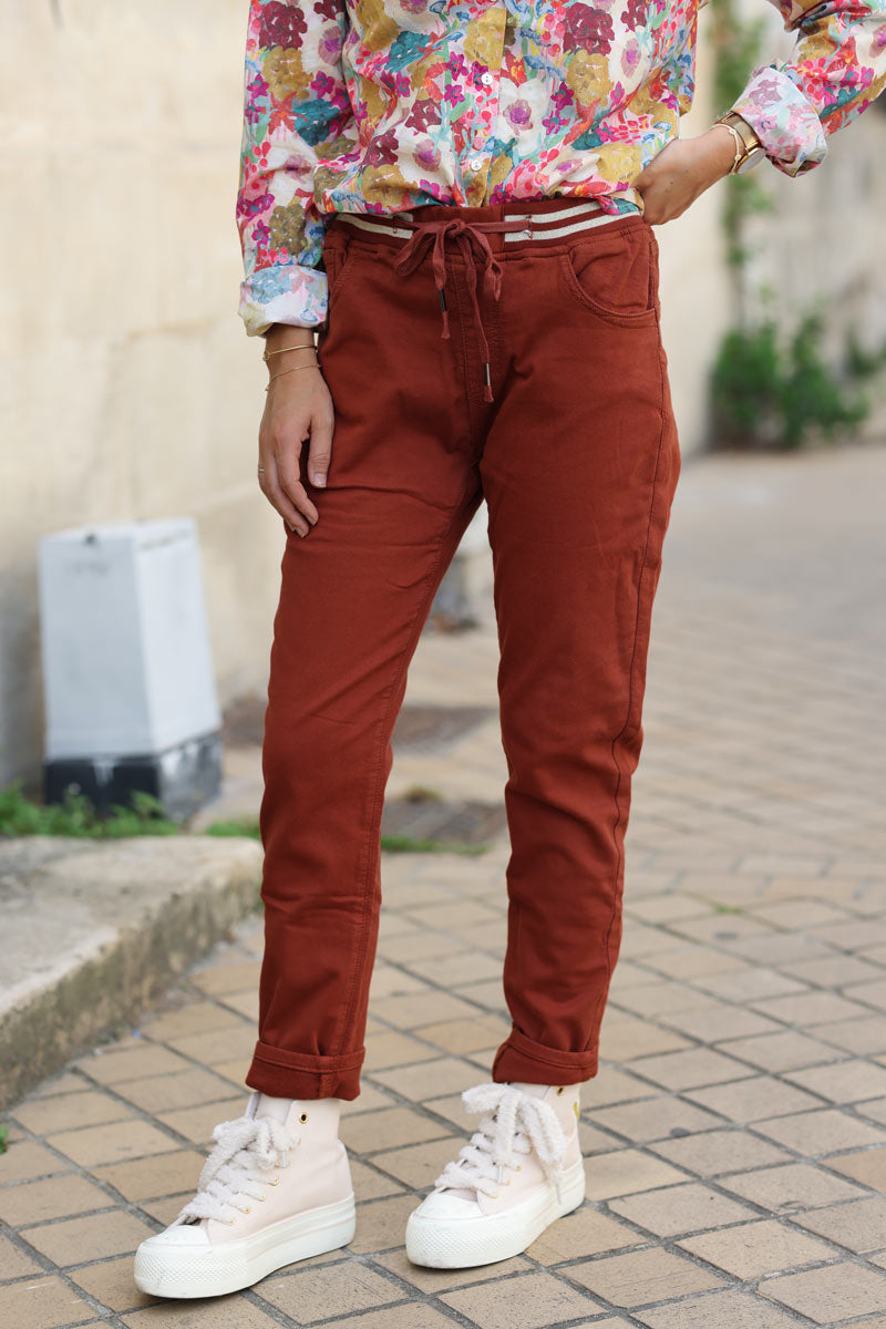 Terracotta comfort stretch slim fit trousers
