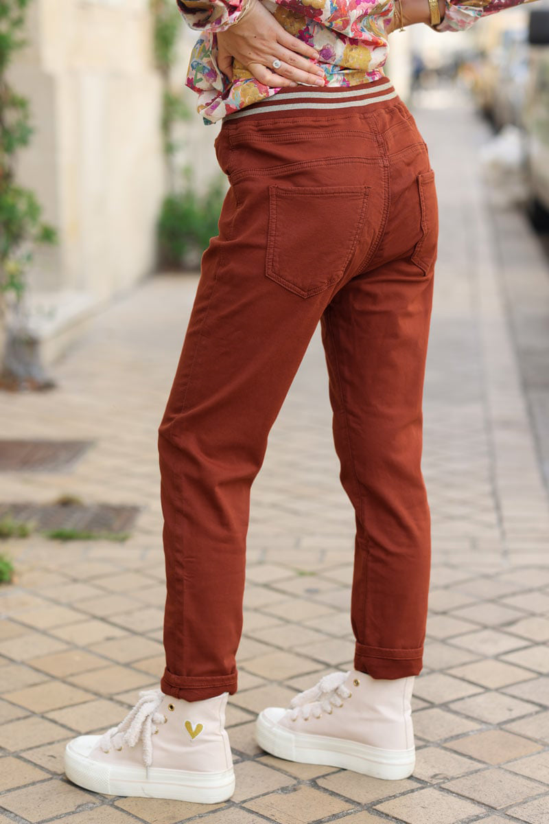Terracotta comfort stretch slim fit trousers