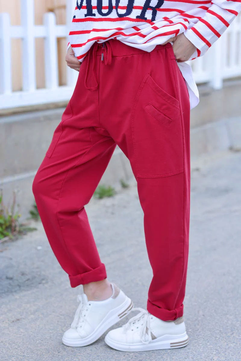 Pantalon de jogging urbain rouge à poches