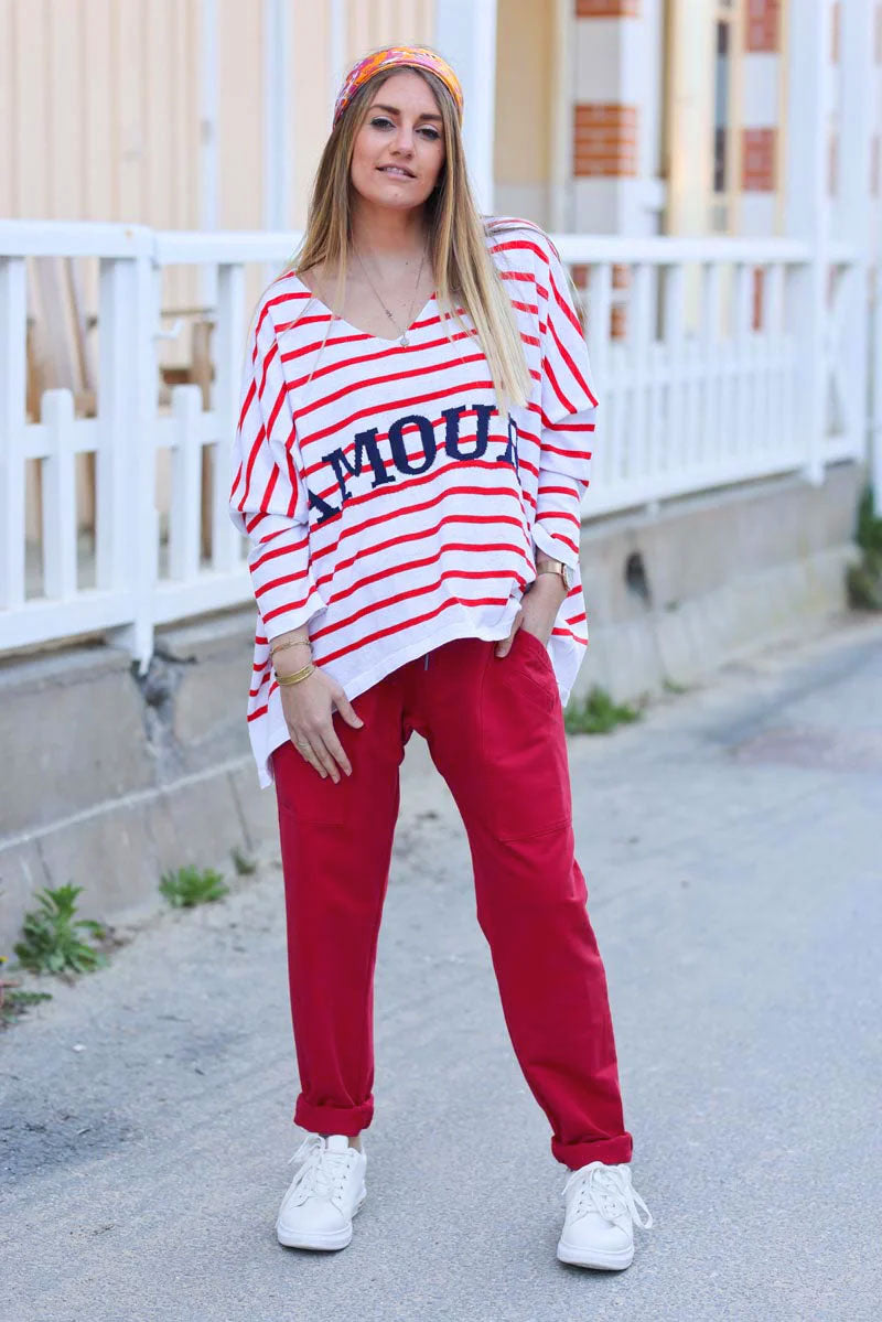 Pantalon de jogging urbain rouge à poches