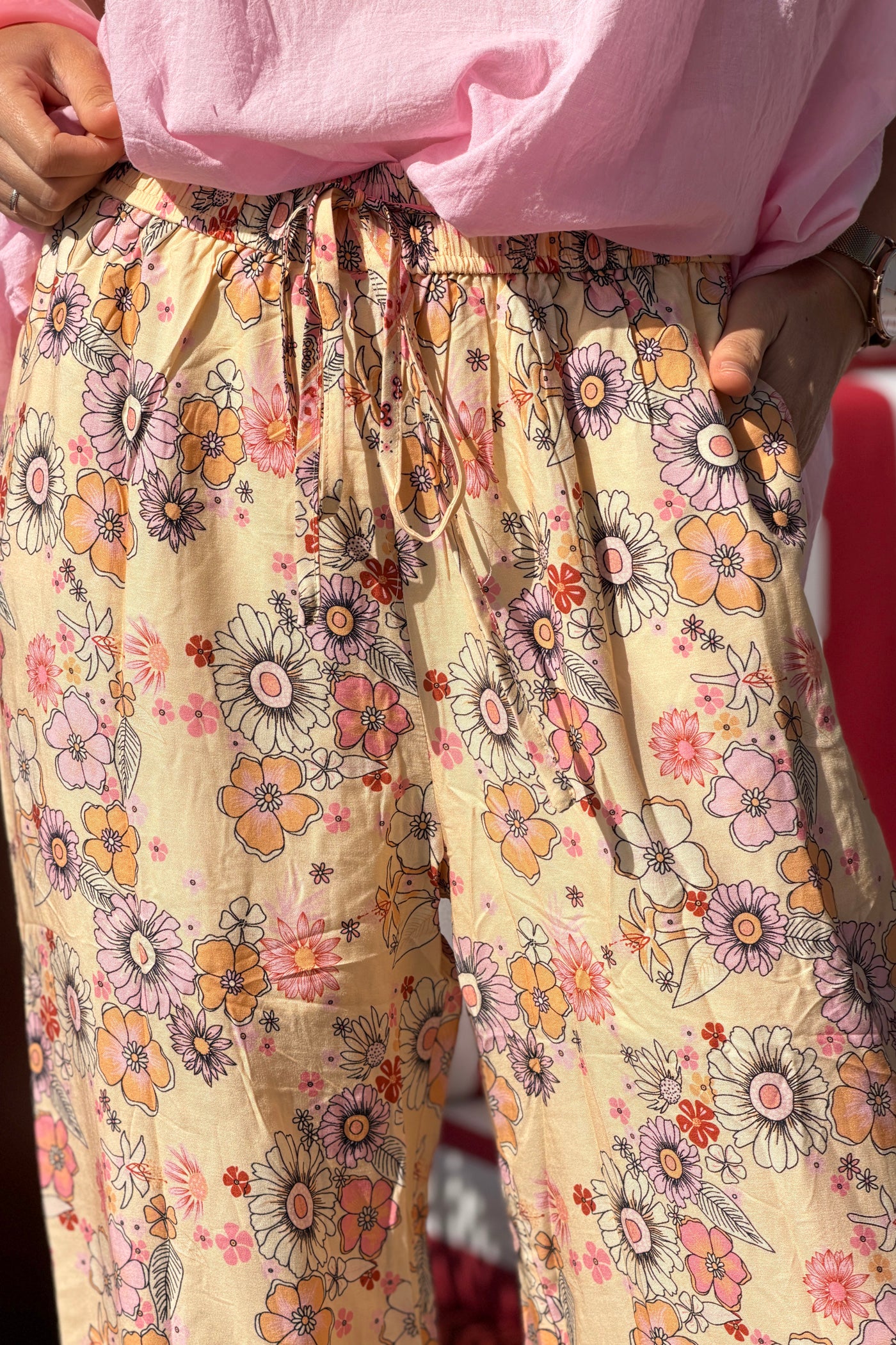 Buttercream Vintage Floral Pull-On Pants
