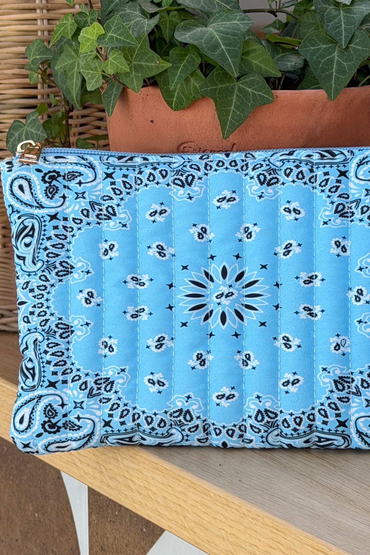Blue Quilted Handkerchief Pouchettes