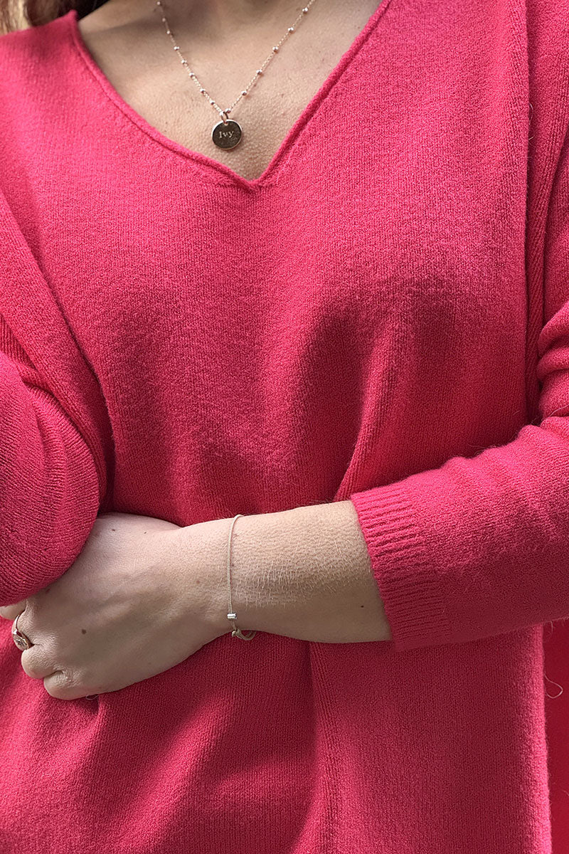 Coral Soft Basic V-neck Sweater