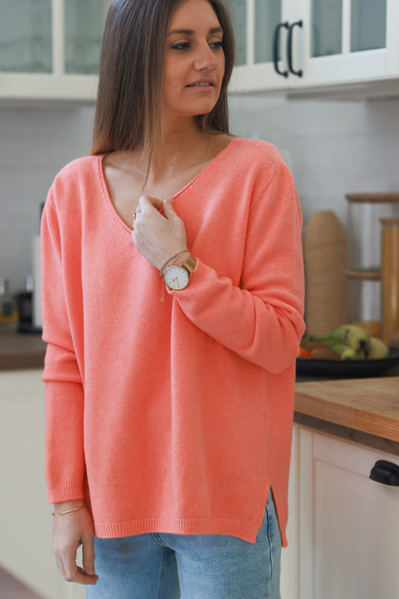 Peach Soft Basic V-neck Jumper